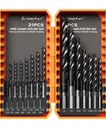 Front view of Crosstar M35 21-piece cobalt drill bit set in orange case TiAlN coated 1/16–1/2 in