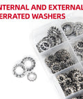 Heavy Duty Lock Washers Kit With External And Internal Serrated Teeth For Vibration Resistance in plastic organizer
