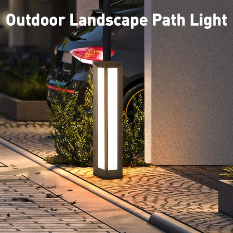 Outdoor Path Light 31.5 Inch Modern Landscape Bollard Lighting illuminating driveway and garden pathway, luxury LED lamp IP54 weatherproof