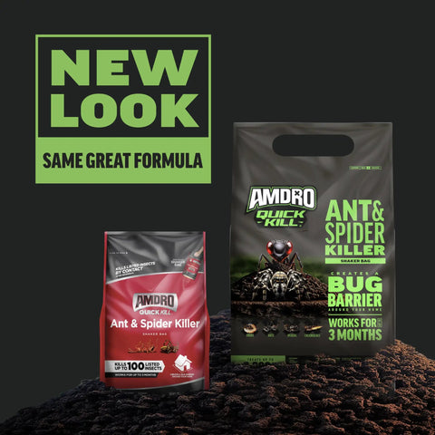 Ants And Spiders Granules Kills Lawn And Garden Pests Shaker Bag 3 lb packaging with text 'New Look Same Great Formula'