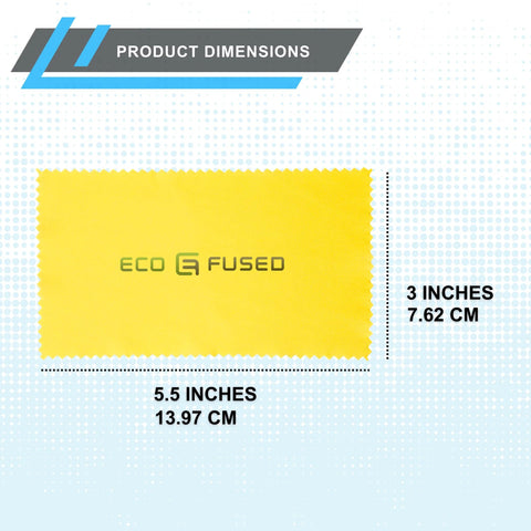 Camera lens cleaning microfiber cloth, yellow, Eco Fused brand, 5.5 x 3 inches.
