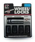 Small Diameter Wheel Locks 12mm By 1.50 Thread Size With Black Chrome Finish Set Of 4 Locks And One Key packaging