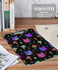 Trippy Eyes Print Plastic Clipboard With Low Profile Clip Acrylic Workhorse Desk Clip For A4 And Letter Size Papers Sturdy Writing Surface Smooth Glide Go To Desk Clip For Studying And Office Use, black cat pattern