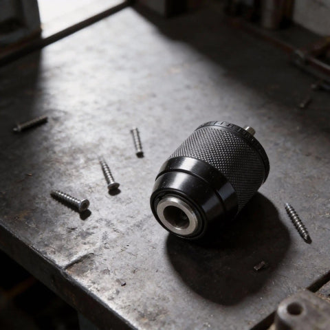 Keyless Drill Chuck 2-13mm With 1/2-20UNF Thread Quick Change For Power Tools Carbon Steel Body and Alloy Steel Jaws on workbench