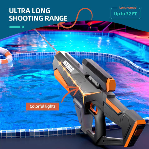 Electric Water Gun For Adults And Kids Auto Filling Squirt Gun With Long Range Epic Power Large Capacity Water Blaster Black