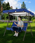 Replacement Navy Blue Swing Canopy for 2/3 Seater Outdoor Patio Swing Chair Waterproof Top Cover 65x45x5.9 Inches in garden
