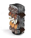 Single Serve Coffee Pod Carousel Organizer For Breakrooms, 30 Pod Capacity, metal mesh spinner rack, silver finish.