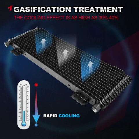 Low Pressure Drop Transmission Oil Cooler Kit For Heavy Duty Trucks Up To 40K GVW Beefy High Flow Design Black LPD47391 cooling effect