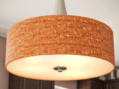 Bulletin 3 Light Pendant With Cork Shade In Brushed Steel Finish Delivers Modern Ambient Lighting For Kitchen Islands