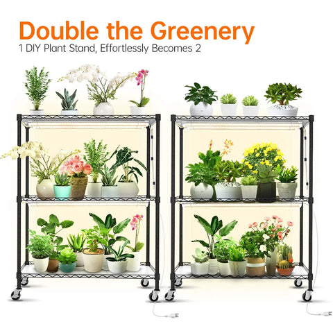 Straight Up Sweet Diy Plant Stand With Built In Led Grow Light Adjustable Wire Shelving For Custom Layering And Kickin Fresh Indoor Garden Organization Setup