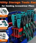 Magnetic Screwdriver Holder And Heavy Duty Tool Organizer Rack for garage wall mount with tools on pegboard and tool cart