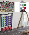 Heavy Duty Wall Mount Wire Spool Rack Featuring Six Adjustable Rods And Rust Resistant Steel For Garage Cord Organization That Handles Daily Grind Like A Champ, organized wire spools.