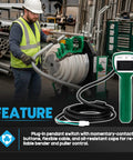 Rigged Up Greenlee 555C And 854 Quad Bender Electric Conduit Pipe Wire Puller Pendant Control Switch With Cables in use, showcasing flexibility and control.