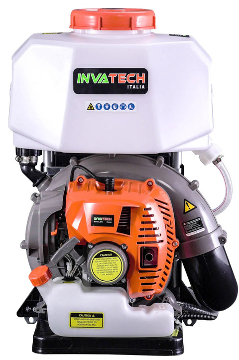 Backpack Mosquito Fogger Mister Duster Sprayer Model 870 showing engine and tank for powerful pest control and misting.