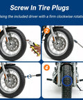 21 Piece Tire Repair Kit With Premium Spiral Screw In Plugs, Quick Puncture Fix In Minutes, no jack needed for motorcycles