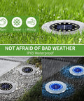 16 Pack Solar Ground Lights Outdoor With 16 LEDs Multi Color Waterproof Landscape Lights for Pathway in rain and snow