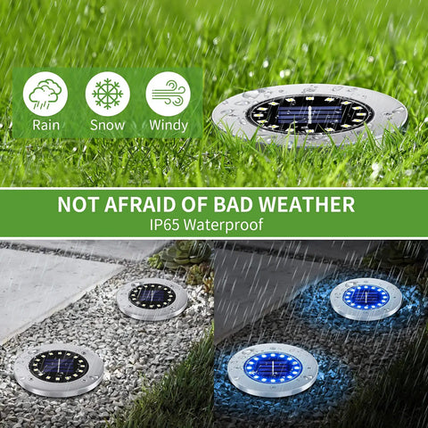 16 Pack Solar Ground Lights Outdoor With 16 LEDs Multi Color Waterproof Landscape Lights for Pathway in rain and snow
