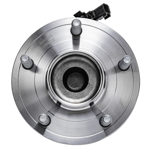 Top view of a 2 Pack Rear Wheel Bearing Hubs Assembly For Dodge Grand Caravan 2012-2020 Chrysler Town And Country 2012-2016 Ram C/V 2012-2015 And VW Routan 2012-2014 Replacement Wheel Hub Bearings showing a 5-bolt pattern with ABS sensor