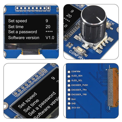Two Pack 1.3 Inch OLED Display Module With EC11 Rotary Encoder Button I2C Interface LCD Screen for Arduino white case