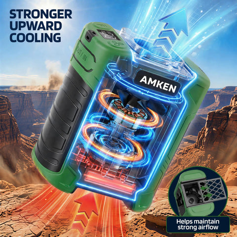 Waist Clip Fan With 10000mAh Battery Rechargeable Belt Cooler 59 Feet Per Second Airflow 18500 RPM 6 Speed Settings Hands Free