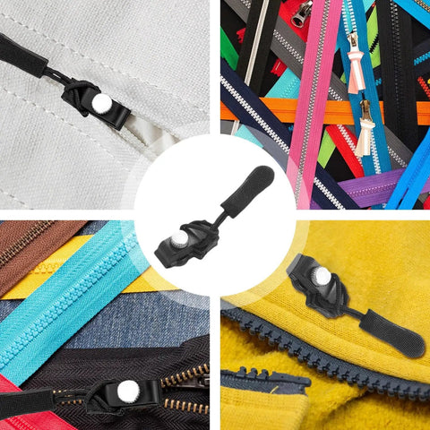Heavy Duty Zipper Slider Replacement Kit 10 Pack Easy Zip Puller Repair for various colored zippers on jackets and bags