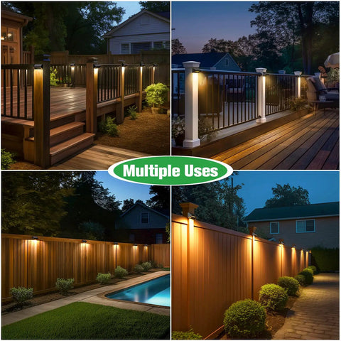 Solar Fence Lights 12 Pack With 8 Lighting Modes Warm White Cool White RGB For Patio Yard Wall Fence And Steps Weatherproof Outdoor Pathway Lights For Year Round Vibes