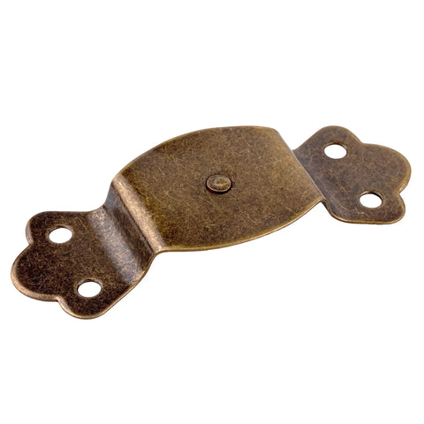 Built Like A Tank Antique Brass Trunk Handle Loops heavy gauge steel mount with curved ends for vintage cabinetry.