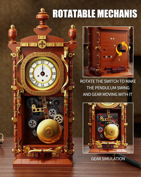 Vintage Pendulum Clock Block Set With Real Clock Function And Linkable Pendulum For Adults And Kids 6 Plus A Dope Hands On Buildable STEM Toy That Doubles As Unique Home Decor And Collectible