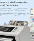 Ultra Fast Money Counter with 2 Point Counterfeit Check multicurrency support and LCD display in use
