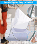 Extra Large Pop Up Mosquito Tent For Bed Camping And Travel Portable Foldable Net With Quick Setup shown with double zipper