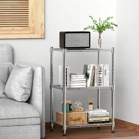 450 Lb Wire Storage Shelving Rack 3 Tier Steel Organizer For Home Kitchen Office Chrome Finish Sturdy Metal Shelving Unit