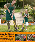 Adults and child using Stand Up Weed Puller With Slide Release Ejection For Clean No Touch Weeding In Lawn And Garden