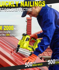 Rock Solid Heavy Duty 21V Cordless Brad Nailer With Two 2.0Ah Batteries And 1000 Fasteners, smooth shooting on roofing.