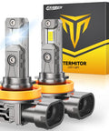 H11 H9 H8 LED Headlight Bulbs With Fan, Crazy Bright 50,000 Lumens, 6500K White, Pack of 2 front view with packaging