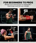 Wrist Wraps For Weightlifting With Thumb Loops Heavy Duty Wrist Support Straps for lifting, shown in use in a gym setting
