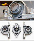 KFL08 Pillow Block Bearing 8mm Bore Set Of 4 In Zinc Alloy Flange Mounted Housing shown installed and in detail view