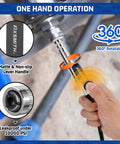 Close-up of FIXSMITH grease gun coupler with matte non-slip lever handle attached to a grease gun
