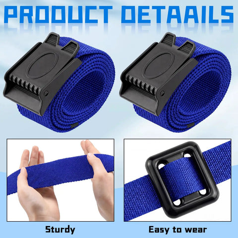 Two Piece Nylon Weight Belt Set With Hard Plastic Buckles For Freediving And Spearfishing Blue Adjustable 58 Inch Belts