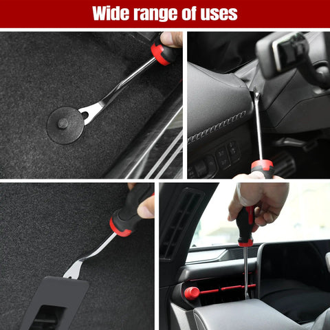 Top Shelf 6 Piece Auto Trim Removal Kit With Pivot Levers using extractors for removal in vehicle interior without scratches.