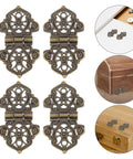 10 Piece Retro Bronze Zinc Alloy Hinges Set For Cabinets And Jewelry Boxes, Smooth Open And Close, decorative hardware view