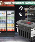 Digital Temperature Controller Replaces Dixell Xr06Cx For Commercial Freezers And Walk In Coolers 120 Volt AC Thermostat next to beverage cooler with cans.