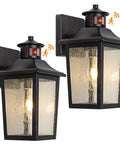 2 Pack Motion Sensor Outdoor Wall Lights Black Dusk To Dawn LED Waterproof Exterior Garage Light Fixture Modern Porch Light Wall Mount For Front Door House Anti Rust