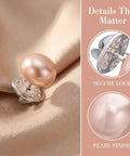 Close-up of a single 25Pcs No Sew Faux Pearl Brooch Pin Detachable Sweater Clip showcasing pearl finish and secure lock design.