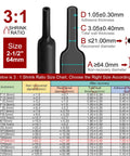Heavy Duty 3 To 1 Ratio Heat Shrink Tubing 2.5 Inch Black Roll size chart showing adhesive and wall thickness details.