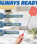 Three Pack Telescoping Fly Swatters With 28.6 Inch Stainless Steel Handles Extendable Bug Swatters For Indoor And Outdoor Use