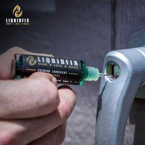 Applying Door Lock And Hinge Lubricant 4 Oz Dropper With 0.5 Inch Needle Tip Combo Pack For Quiet Hinges to door lock