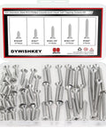 Sixty Piece Size Twelve Stainless Steel Wood Screw Assortment Kit With Countersunk Phillips Heads And Self Tapping Design in a clear organizer.