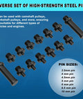 Diverse set of high-strength steel pins from 15 Piece Universal Pulley Holder Tool Kit Pro Grade With Variable Pin Spanner Wrench Set