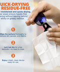 Side view: hearing aid cleaning wipes, 100 individually wrapped, pre-moistened, alcohol-free for electronics