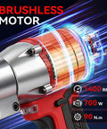 Beefy Cordless Metal Shears With 20V 2x2000mAh Batteries, Brushless Motor, showcasing 700W power and 90 Nm torque.